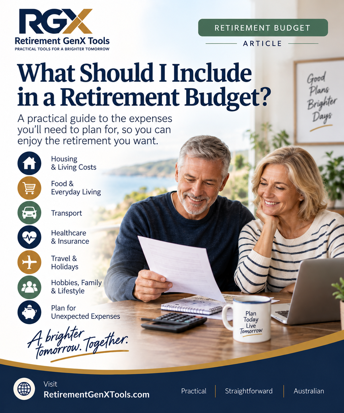 RGX Retirement GenX Tools guide to what Australians should include in a retirement budget